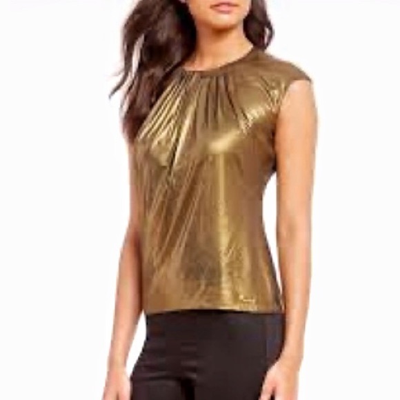 Calvin Klein Tops - Calvin Klein | NWT metallic gold cap sleeve top